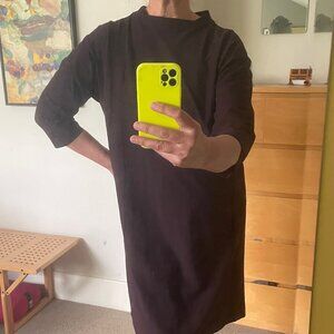 Eileen Fisher burgundy stretch crepe dress L